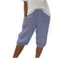 thumbnail image 3 of TaTaai Women's Summer Solid Color Drawstring Shorts with Back Pocket, Casual Elastic Waist Bottoms, Lightweight Relaxed Fit Pants for Beach and Daily Wear Gift, 3 of 8
