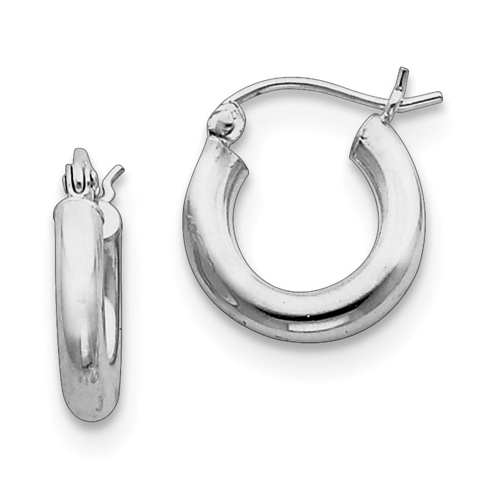 Diamond2Deal - 925 Sterling Silver Rhodium plated Small Hoop Earrings ...