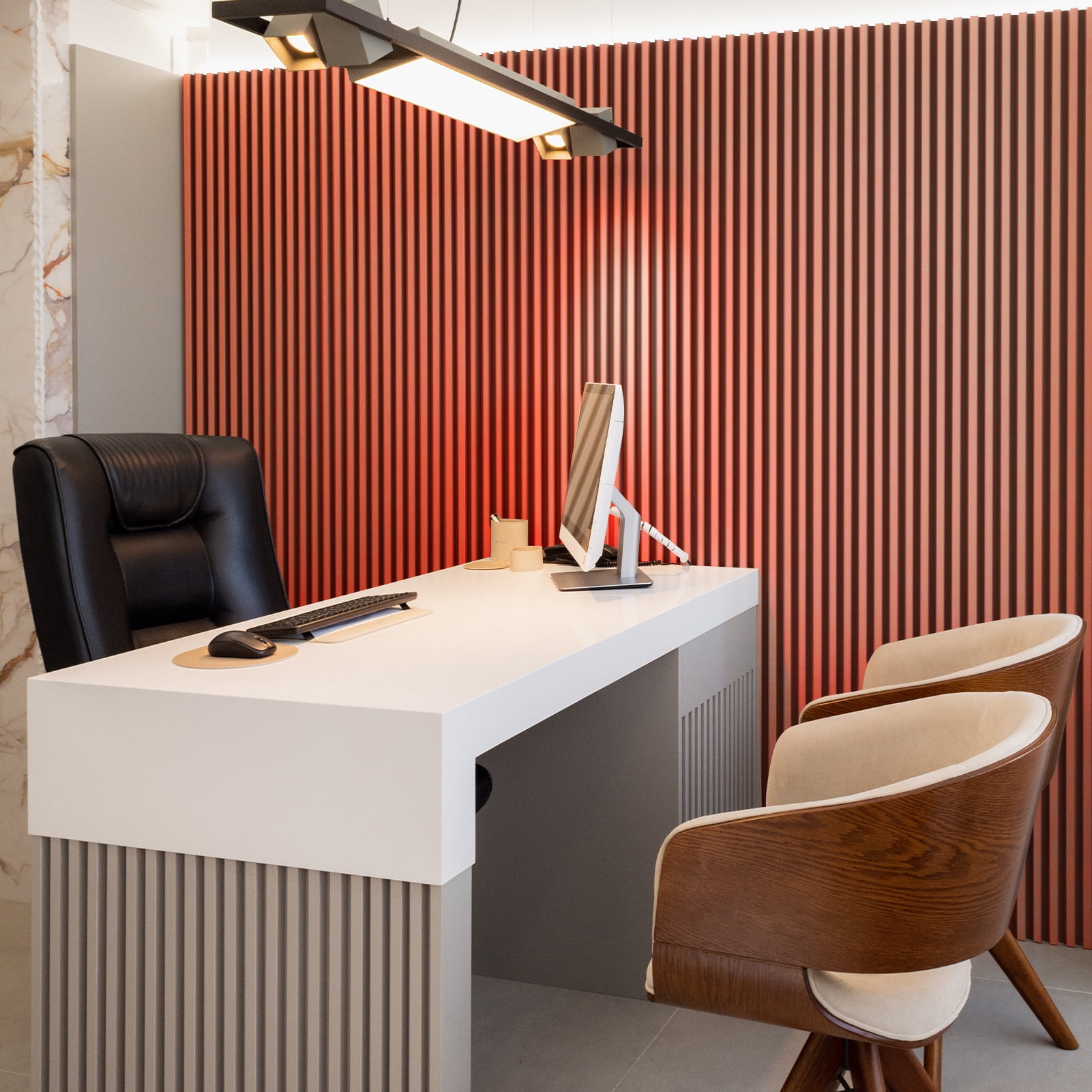 Art3dwallpanel 4Pcs 94.5'' x 7.9'' Wood Slat Acoustic Panels, MDF 3D Wall Panel for Accent Wall Ceiling Office,Cherry