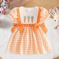 thumbnail image 2 of HCNTES kids Girls Summer Dress Puff Sleeve Casual Dresses for Children Girls 2t 3t 4t 5t 6t 7t 8t 9t Spring Summer Clothes(18-24 Months,D01-Orange), 2 of 8