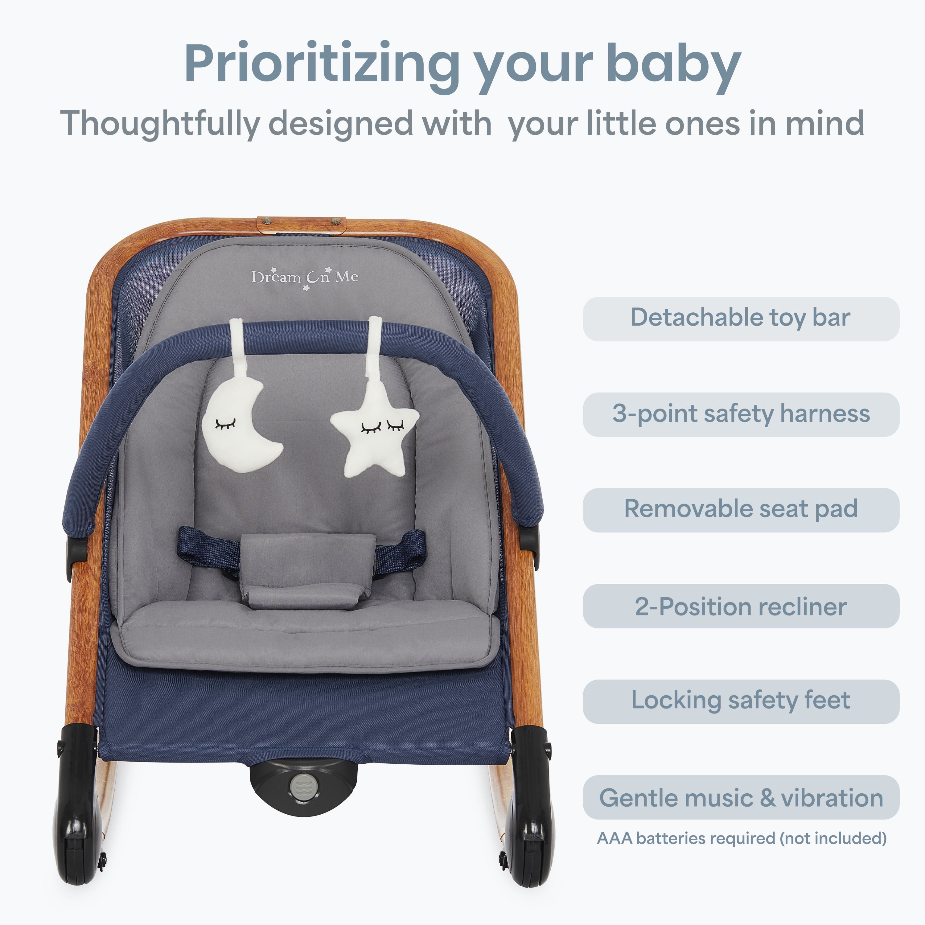 Dream on Me Rock with Me 2-in-1 Baby Rocker and Stationary Seat