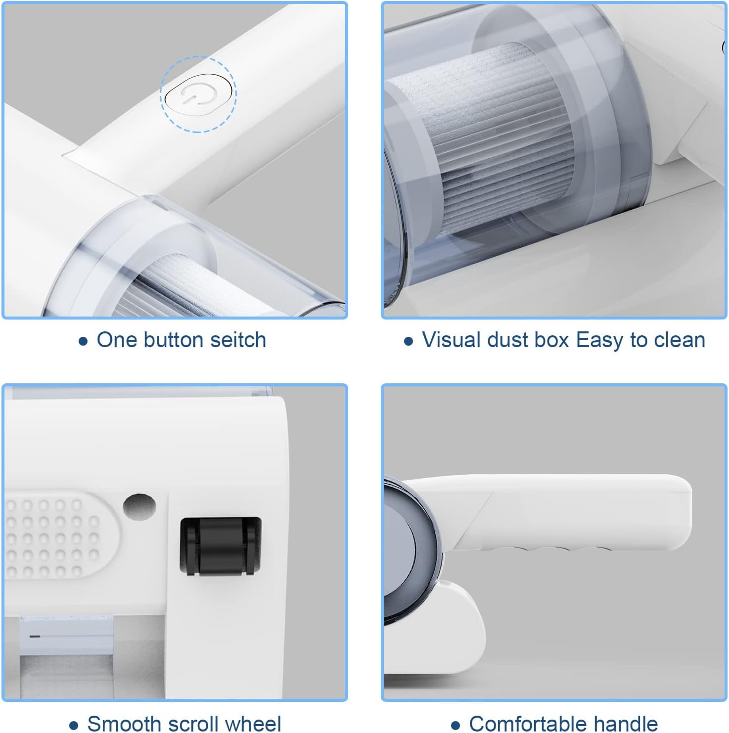 Puseky 20000pa Bed Vacuum Cleaner, Powerful Mattress Vacuum Cleaner for Mattress, Bed, Cloth Sofas, Pillows, Carpets, Handheld Cordless Vacuum Cleaner, Wireless Mite Remover Cleaning Machine