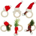 6 Pcs Wooden Christmas Napkin Rings Xmas Napkins Holder Party Dinner