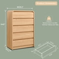 thumbnail image 4 of wow97e Modern Dressers for Bedroom, 45" Tall 5 Drawers & Chests of Drawers w/Curved Profile Design, Wood Mid Century Vertical Dresser w/Natural Texture for Bedroom, Living Room, 4 of 7