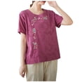 thumbnail image 1 of Camisas de Manga Corta para las Mujeres Blusas de Cuello Redondo con Botones Casuales, Camisa de Verano de Moda para Diarios Y Fiestas, 1 of 5