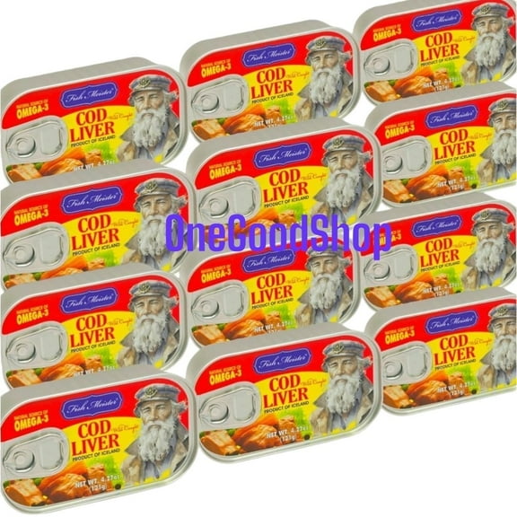 Fish Meister Authentic Cod Liver Canned in Oil, 12 Pack, 4.27oz