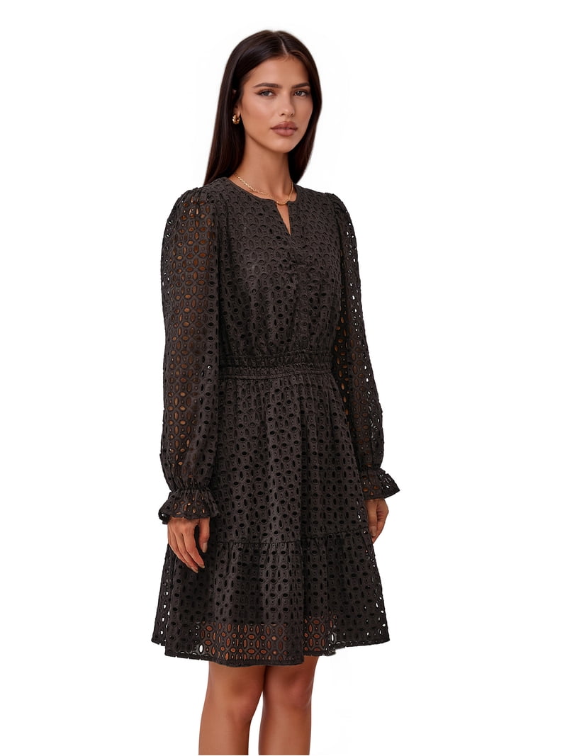 PRETTYGARDEN Women's Long Sleeve Eyelet Mini Dress, Sizes S-XXL - Walmart.com PRETTYGARDEN Women's Long Sleeve Eyelet Mini Dress, Sizes S-XXL - Walmart.com