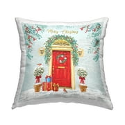 Stupell Industries Merry Christmas Winter Doorway Printed Throw Pillow Design by Jane Sunner