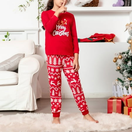 

Parent-child Family Set Home Printed PAJAMAS Two-piece Set