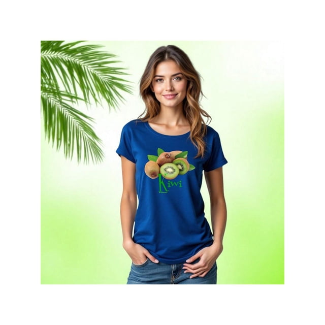 Playera Blusa De KIWI – Estilo Tropical que Te Llena de Vida Ropa Para Mujer Color Azul Talla Extra Grande Marca Emil SaEs