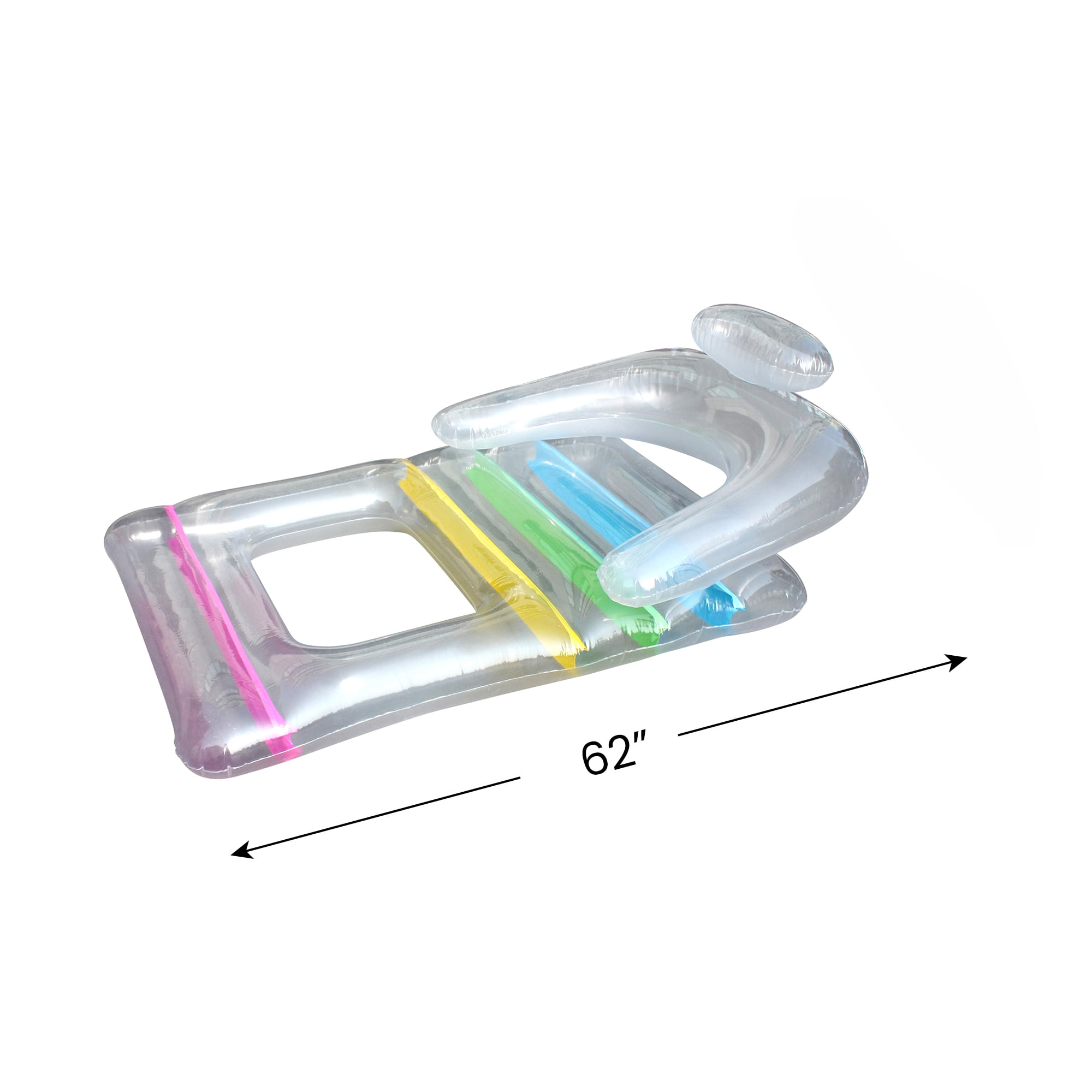 Northlight 62" Clear Inflatable Swimming Pool Float Lounger with Backrest