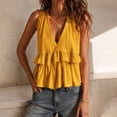 thumbnail image 5 of Karymi Blouses for Women Deep V-Neck Sleeveless Ruffle Peplum Top, Tiered Ruffle Peplum Hem Cami Blouse, Solid Casual Summer Flowy Tank Top Short Sleeve Shirts for Women, 5 of 9