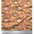 thumbnail image 1 of Soimoi Orange Georgette Viscose Fabric Stripe,Leaves & Begonia Floral Fabric Prints By Yard 42 Inch Wide, 1 of 1