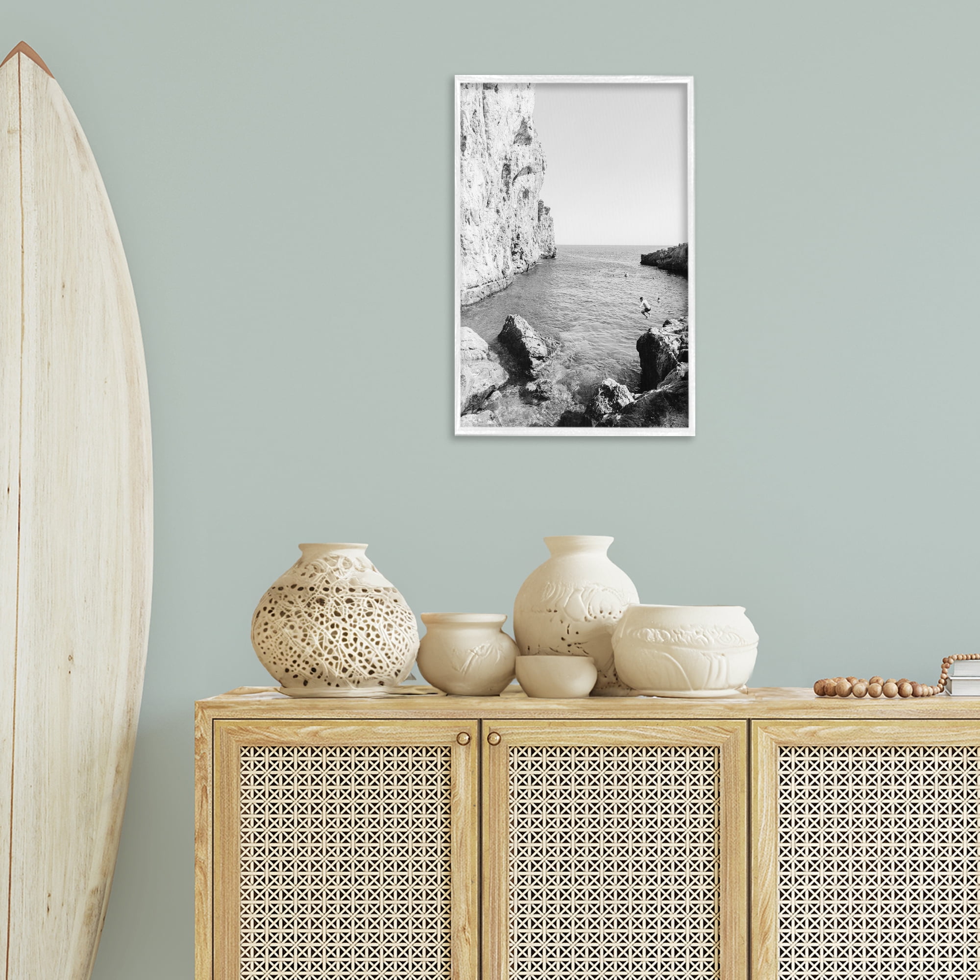 Stupell Industries The Dive Cove Coastal Photography White Framed Art Print Wall Art, 16 x 24