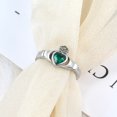 thumbnail image 3 of Stainless Steel Emerald Zircon Queen's Crown Ring Hollow, 3 of 5