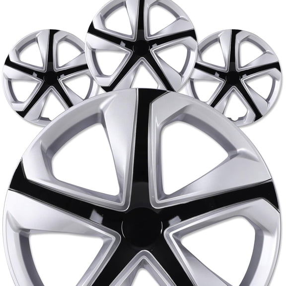 (4 Pack)16 inch Hubcaps for 2016-2026 Honda Civic SEDAN Snap-On Silver Lacquer & Black Lacquer , ABS PC Material Wheel Rim Covers for Steel Wheels