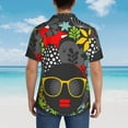 thumbnail image 4 of Kll Men'S Hawaiian Shirt Short Sleeve Button Down Beach Shirts-Black Head Woman With Fox Hair, 4 of 7