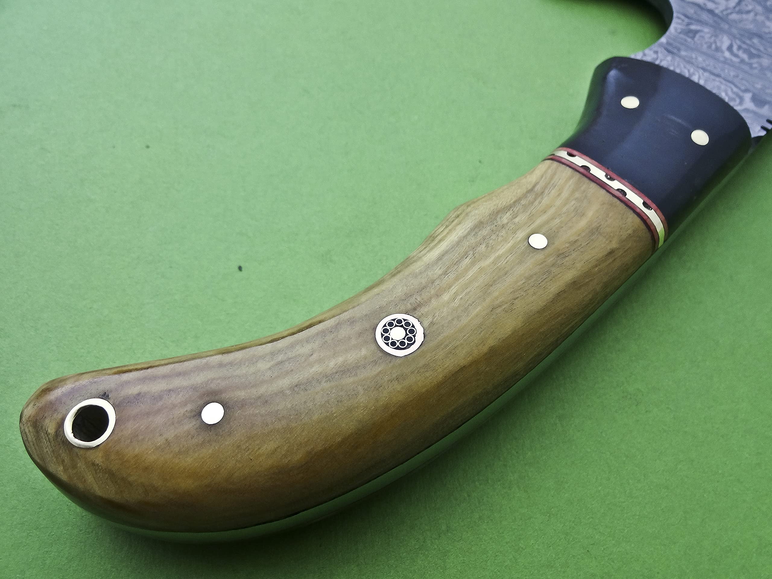 Poshland AX-45 Custom Handmade Damascus Steel 9 Inches Axe - Exotic Wood and Bull Horn Handle