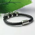 thumbnail image 2 of GKNET Mens 8 Inch Stainless Steel Biker Punk Black Skull Leather Bracelet Men-3 Skull Head, 2 of 6