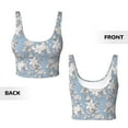 thumbnail image 5 of Haiem Lily Flower Pattern Womens Sports Bra - U Neck Padded Low Impact Yoga Bra Workout Crop Top Gym Moisture-Wicking Workout Vest -, 5 of 9