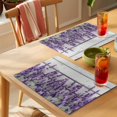 thumbnail image 4 of Spring Flowers Placemats Set of 4 Purple Botanical Floral Wooden Grain Place Mats Indoor Wipeable Table Mats Washable Cloth Dining Table Placemats for Kitchen Holiday Party Home Decor 13x19 Inch, 4 of 9