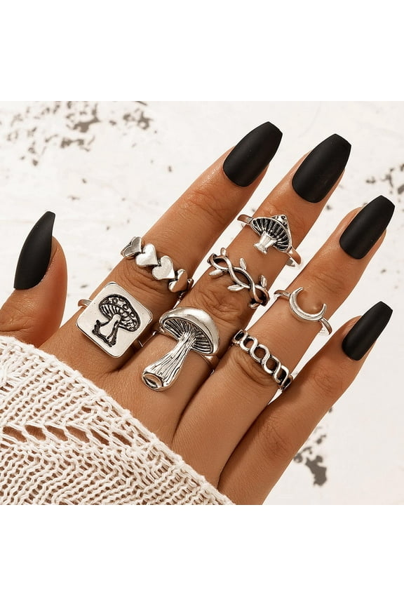 Ladies' jewelry Rings for Teen Trendy Signet Enamel Rings 5pcs Stackable Rings