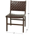 thumbnail image 4 of DecMode Leather Handmade Woven Dining Chair with Teak Wood Frame, Set of 2, Brown, 4 of 12