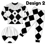 PAVIG Clown Jester Pajama Set, Black White Checker Polka Dot Ruffle ...