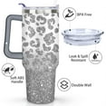 thumbnail image 3 of 40oz Fashion Leopard Pattern Stainless Steel Flip Straw Tumbler Spill Proof Travel Cup Double Wall Vacuum Insulated Coffee Mug with Top Handle, 3 of 6