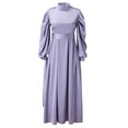thumbnail image 4 of asddcavvf Robes pour Femmes Robe Musulmane Décontractée Unie Manches Lanterne Abaya Islamique Arabe Kafta, 4 of 8