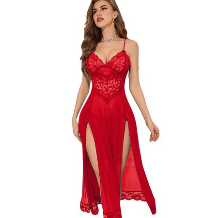 Kaimada Split Dress Lace Sexy Lingerie Transparent Women Suspenders Skirt Erotic Underwear Ladies Night Club Dresses