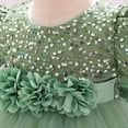 thumbnail image 6 of JIAYUE Girls Dresses Ball Gown Short Sleeve Crew Neck Sparkling Fairy Glitter Bowknot Floral Party Lovely Toddler Kids Dress, 6 of 9