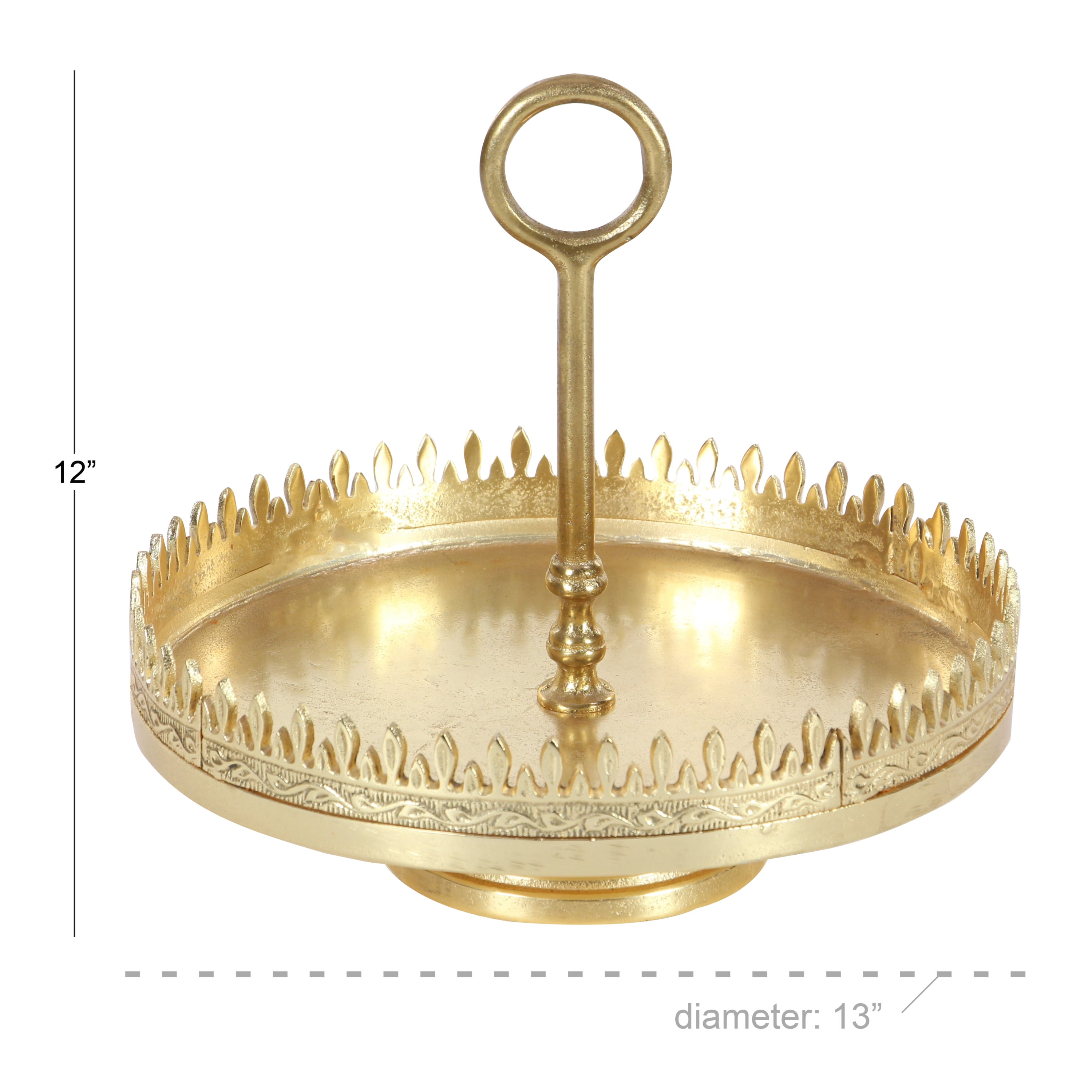DecMode 13"W, 12"H Aluminum Glam Cake Stand, Gold, 1 - Piece