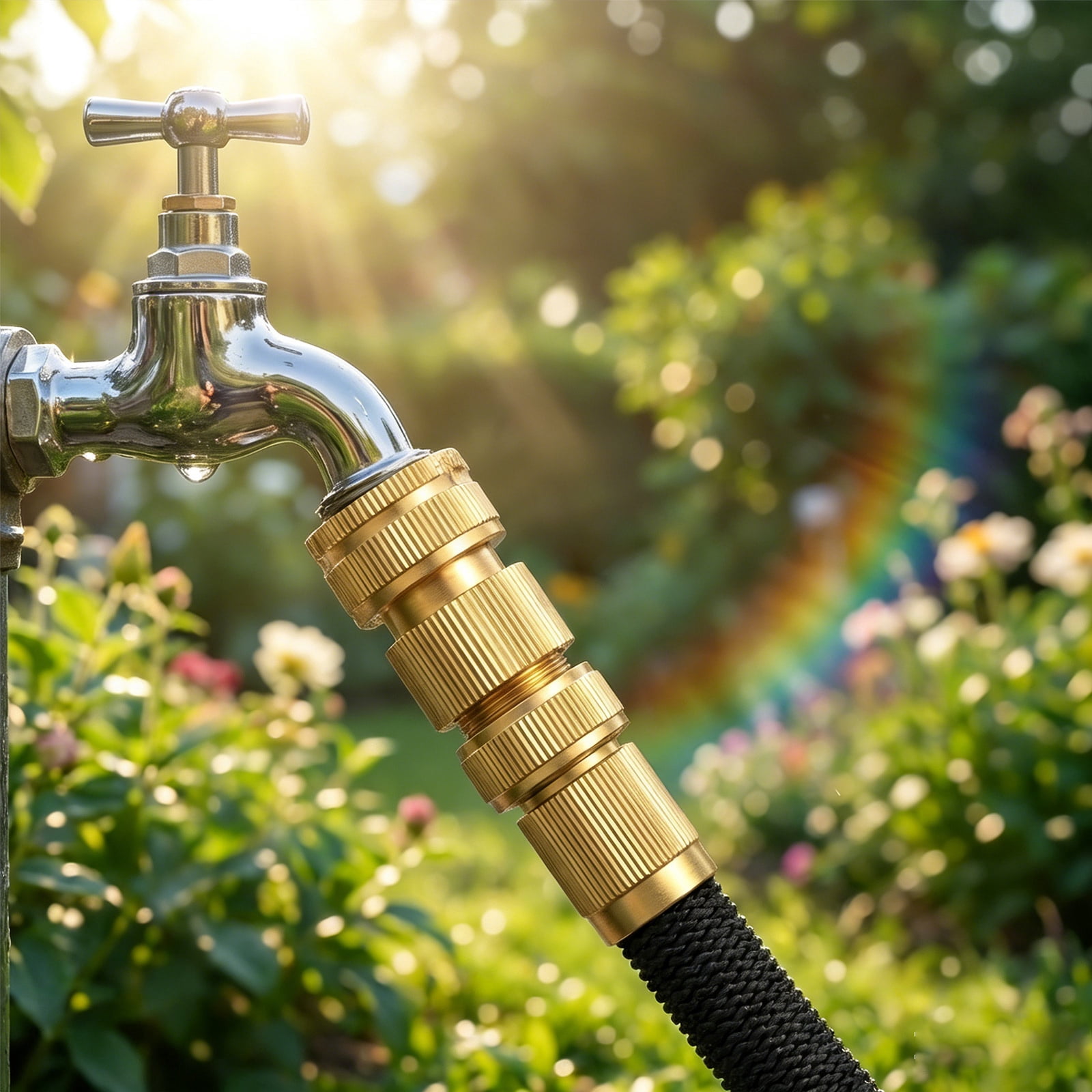 Garden Hose Quick Connect Fittings Solid Brass 4 Piece Set For Garden Watering