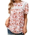 thumbnail image 1 of Blusa de manga corta con cuello redondo informal de primavera y verano con estampado de mujer OAVQHLG3B Store  lin121212, 1 of 4