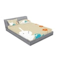 thumbnail image 2 of Ambesonne Animal Fitted Sheet & Pillow Sham Set, Bunny with Flowers, Full, White Tan and Blue, 2 of 2