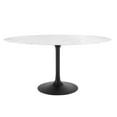 thumbnail image 3 of Modway Lippa 60" Oval Artificial Marble Dining Table in Black White, 3 of 7