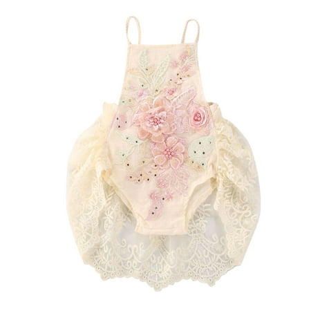 

Newborn Baby Infant Girl Lace Flower Romper Dress Jumpsuit