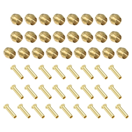 Uxcell 3/16 Tube ID Compression Assortment Kit Brass Compression Sleeve Ferrule & Insert for Water Oil Pipe 25 Set
