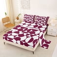thumbnail image 2 of Castle Fairy Retro Split Circle Bed Sheets 4-Piece,Abstract Curved Full Size Sheets,Burgundy White,1 Flat Sheet, 1 Fitted Sheet and 2 Pillowcases, 2 of 7