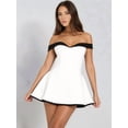 thumbnail image 4 of Women'S Off Shoulder Mini Dress Slimming Summer Sleeveless Corset Short Party Bodycon Y2K Dresses White S, 4 of 7
