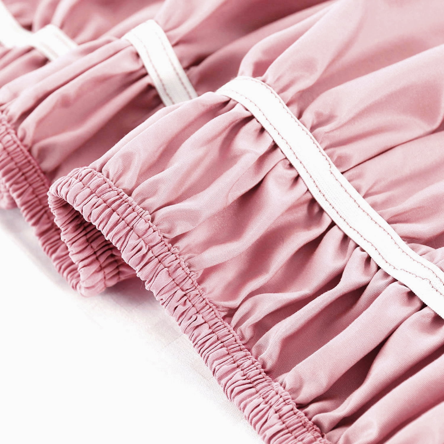 Unique Bargains Elastic Dust Ruffled Bed Skirt with 15" Drop Queen Light Pink