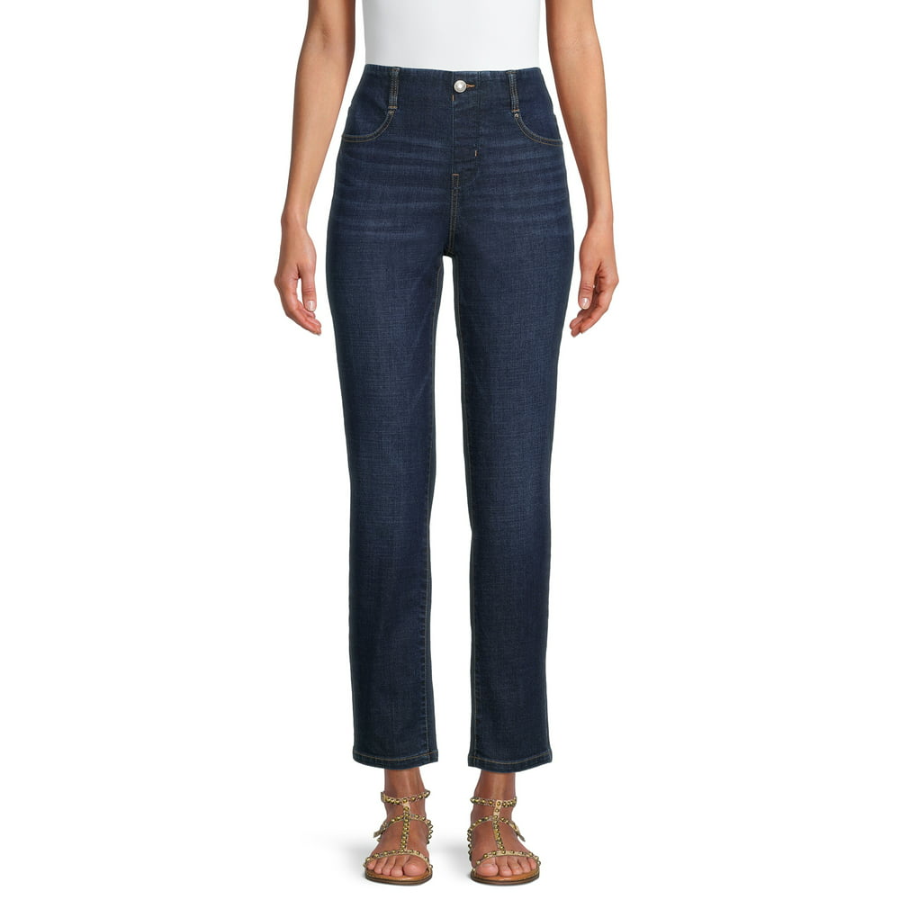 Time and Tru - Time and Tru Women's Pull On Straight Jeans - Walmart ...