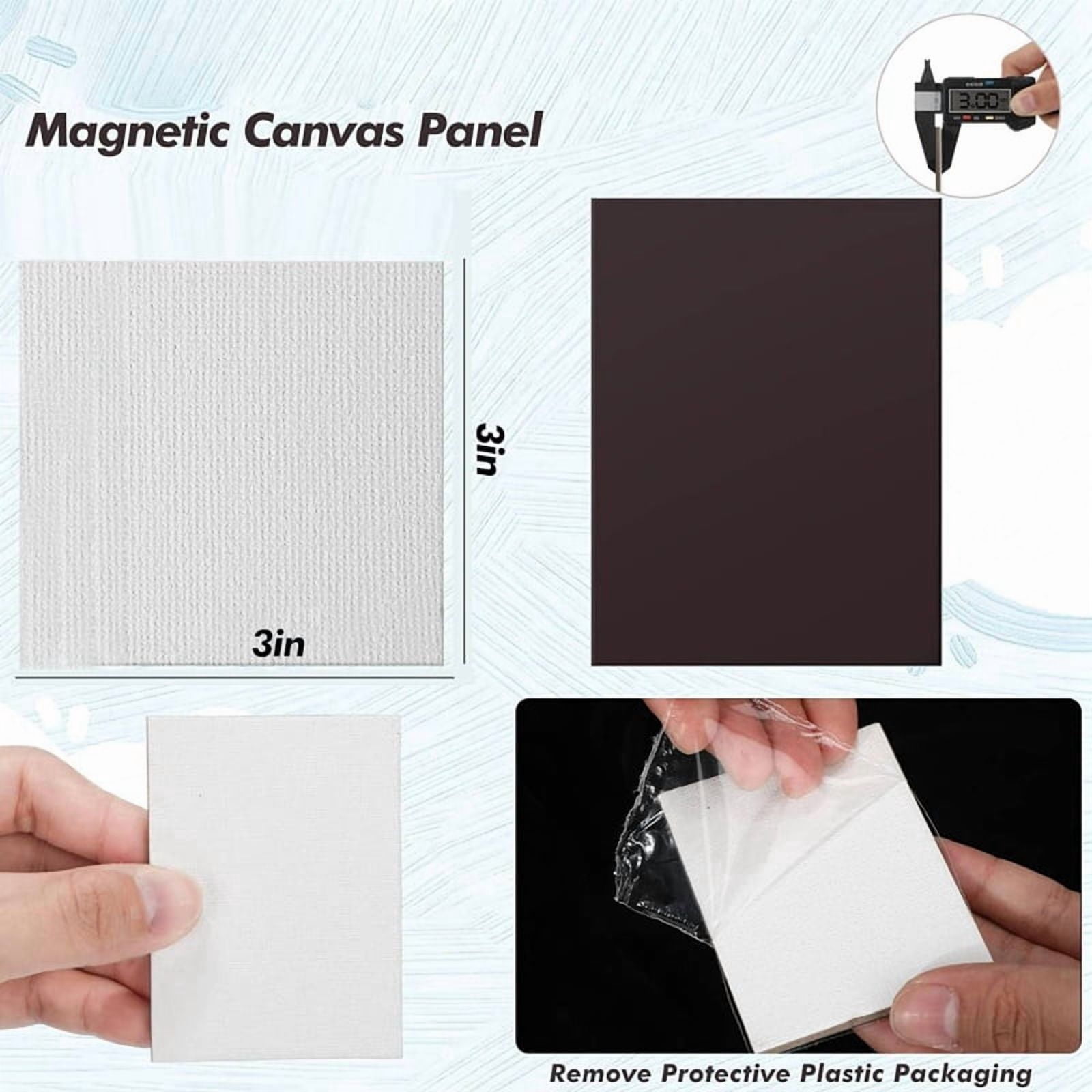 100 Pcs Magnetic Painting Canvas Panel 3x3 Inches Magnetic Canvas Boards Magnetic Canvases for Painting Tile Art,100 x Painting Canvas,White