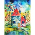 thumbnail image 1 of Farmhouse In The Flowers Folk Art Unframed Wall Art Print Poster Home Decor Premium, 1 of 4