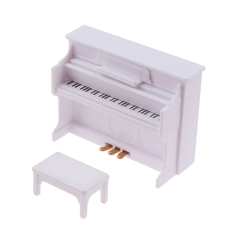 1:12 Dollhouse Miniature White Piano with Music Stool Dolls House Accessorieha 
