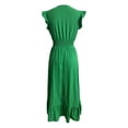 thumbnail image 7 of THDHVS Womens Summer Dresses,Dresses for Women 2025,Women's Bohemian Solid V-Neck Long Beach Sun Dresses Sleeveless Solid Maxi Dress Green S, 7 of 7