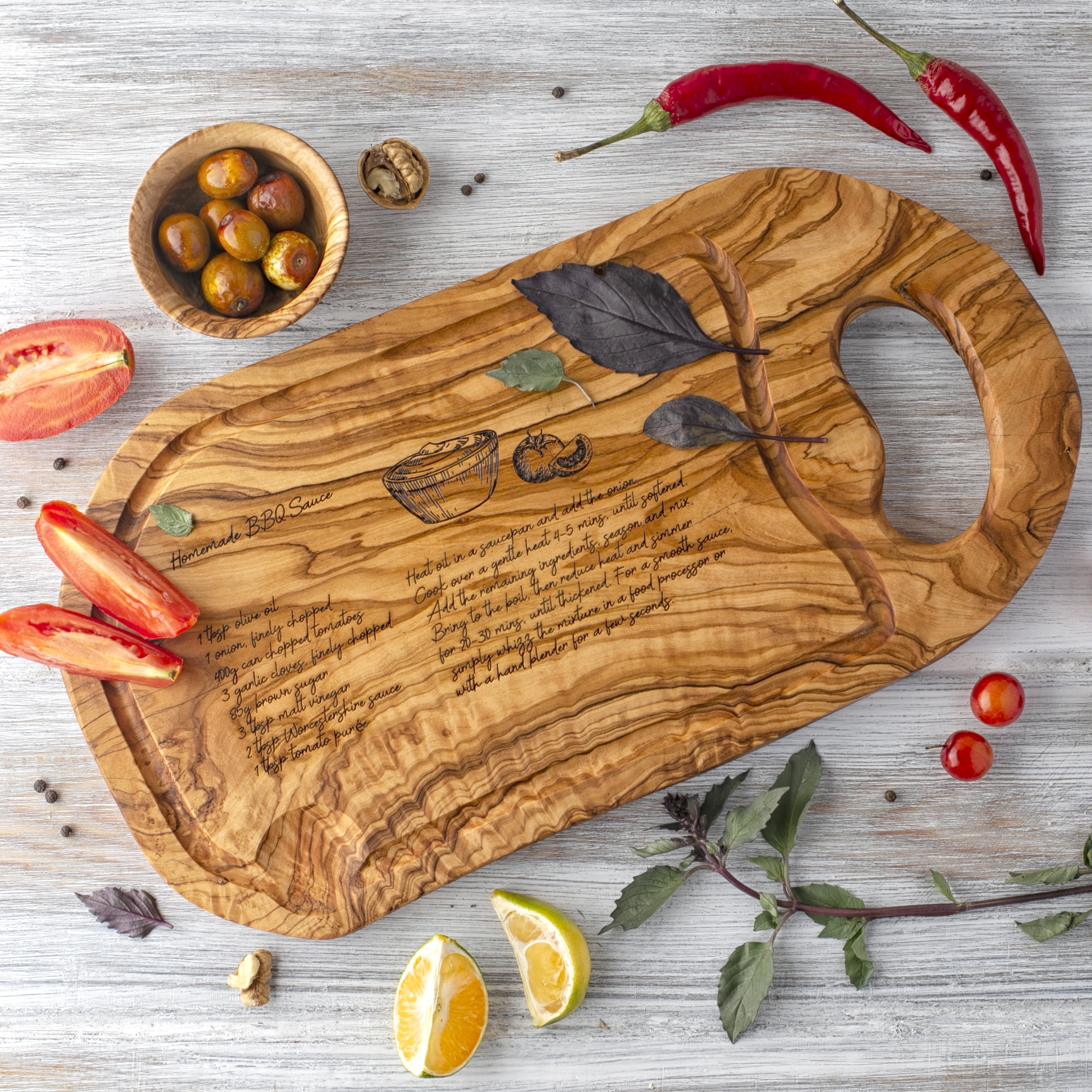 Large Olive Wood Meat Cutting Board with Drip Edge, Wooden Steak Board with  Juice Groove, Handcrafted Charcuterie Cheese Serving Board with Handle