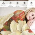thumbnail image 3 of JEUXUS Exquisite Gifts Flannel Blanket Magnolia Flowers Floral Prints Brown Pictures White, 3 of 6