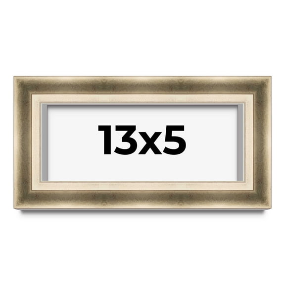 13x5 Shadow Box Frame Silver | 1.75 inches Deep Real Wood Traditional Shadowbox Display Frame | UV